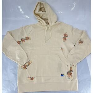 Cookies SF Anthem Fleece Pullover Allover Embroidered Stitch Cream XL NWT AB19